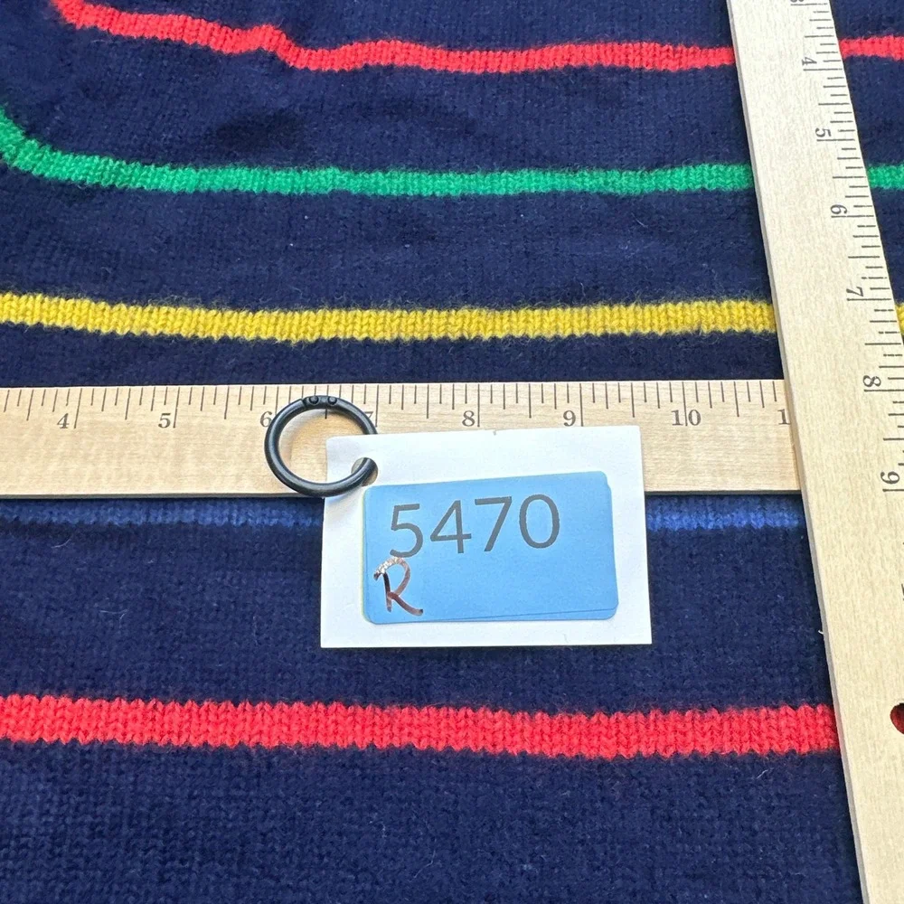 Vintage Polo Ralph Lauren Sweater Mens L / XL Blue Striped 100% Lambs Wool Crew*